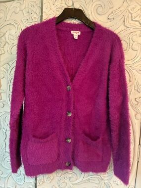 Cat & Jack Fuzzy Plum Button-Front Cardigan